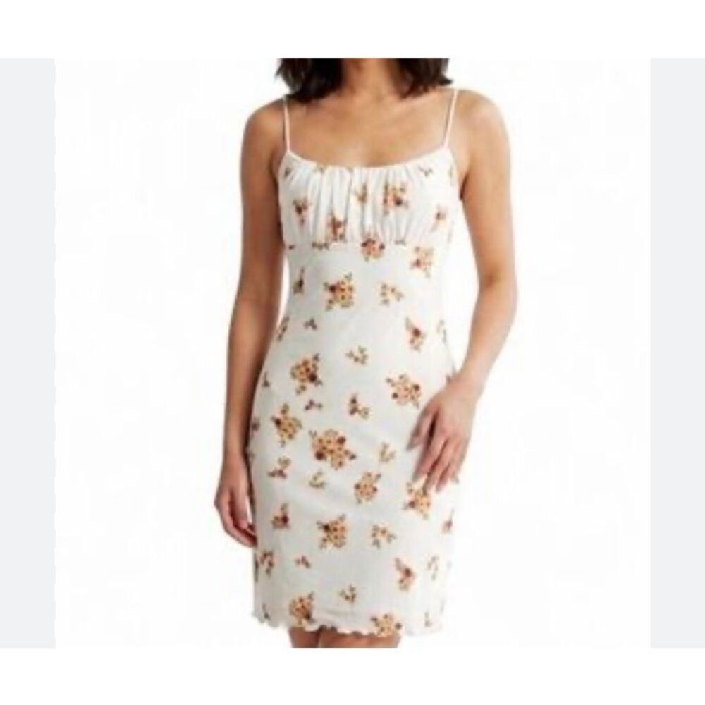 No comment women’s floral, white slip mini dress cottage core Y2K M